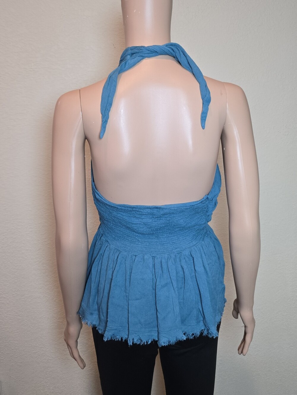 Free People Boho chic Halter Teal Wrap Top Flowy Ruffled Festival Beach Size Xs - Picture 7 of 11